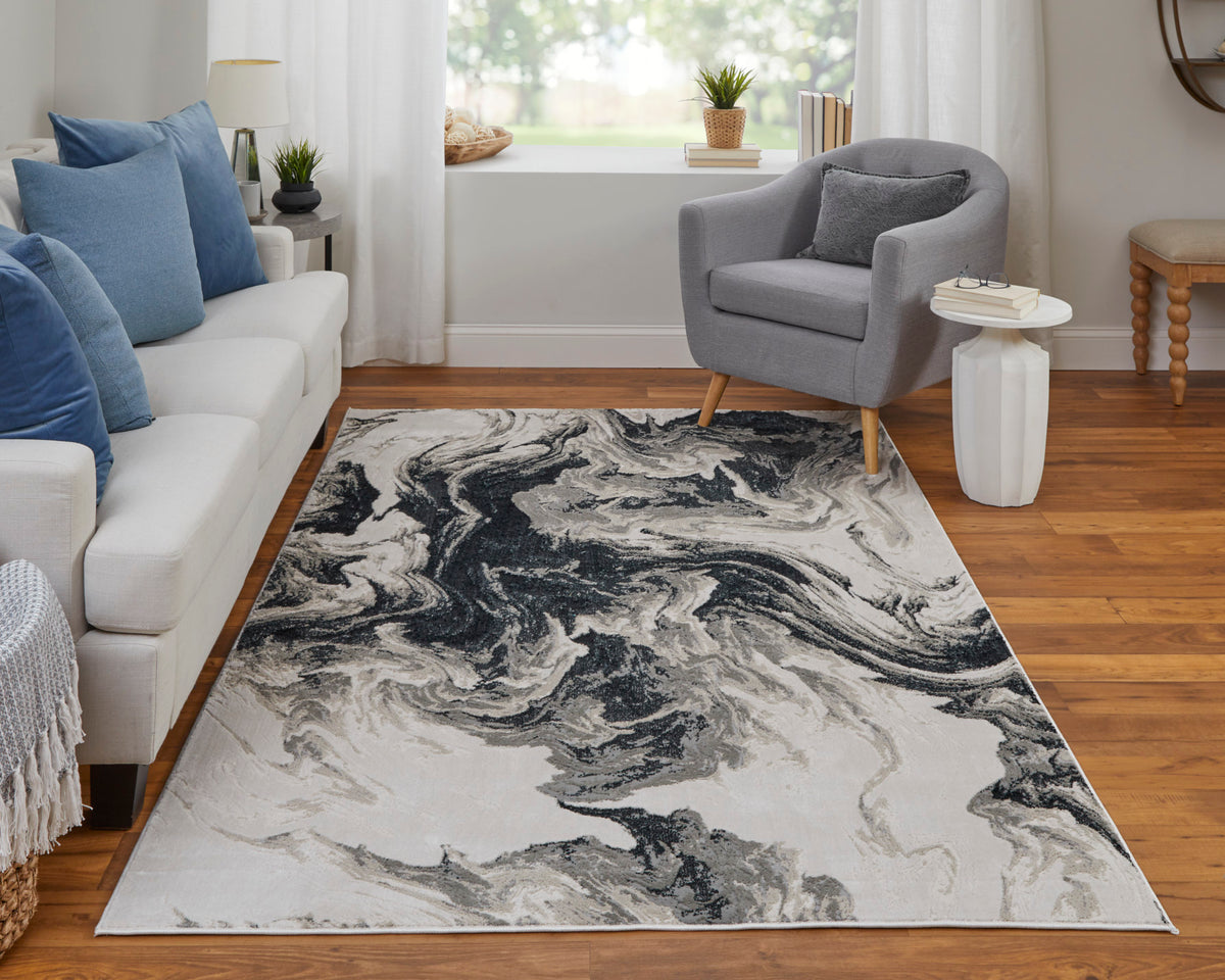 Micah 39LPF Black/Ivory Rug by Feizy
